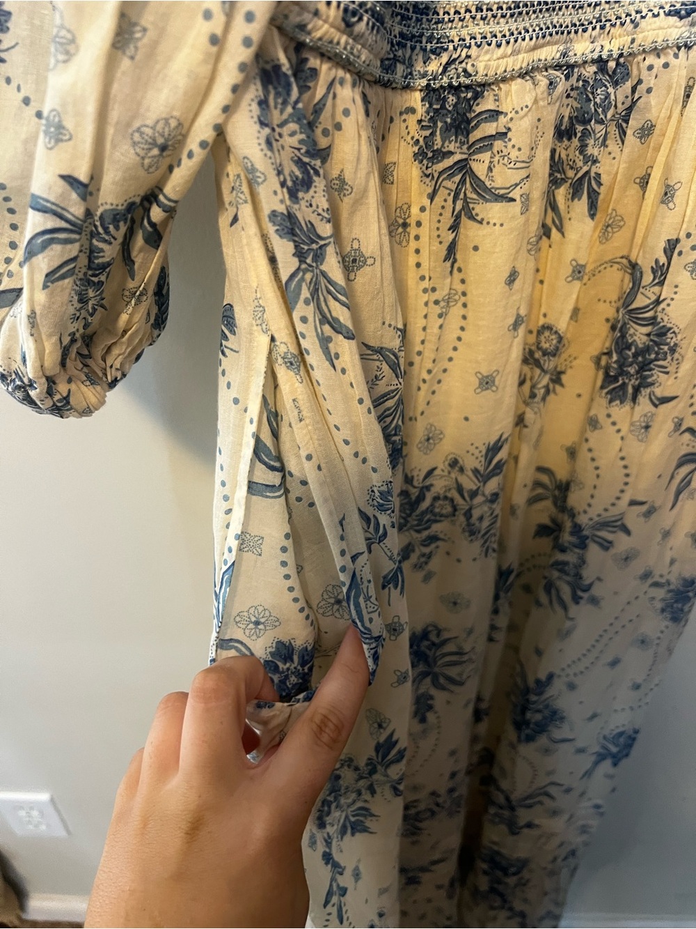 Free People Golden HourCream Maxi Dress with Blue Floral Print - Picture 7 of 7